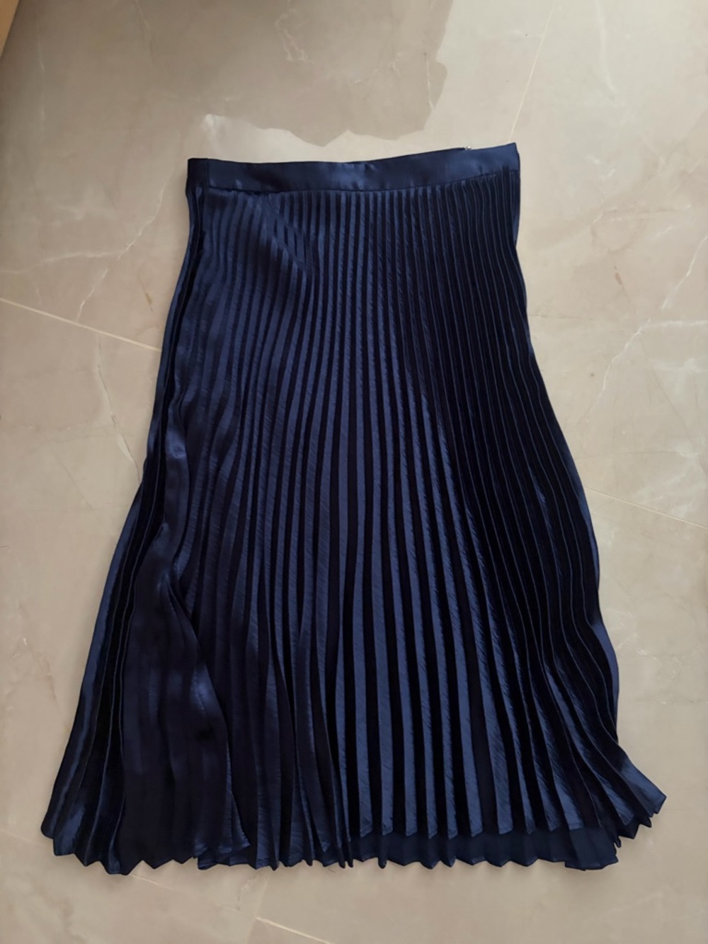 Express blue Navy Pleated Midi Skirt S